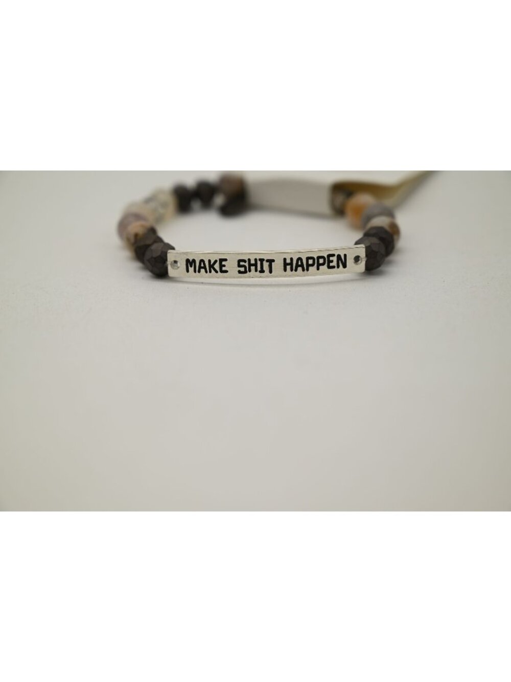 NWT Dylan Jewelry Bracelet Make It Happen Silver Beaded Stretch Inspirational